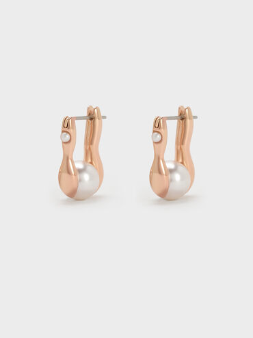 Corrine Pearl Sculptural Drop Earrings, Rose Gold, hi-res