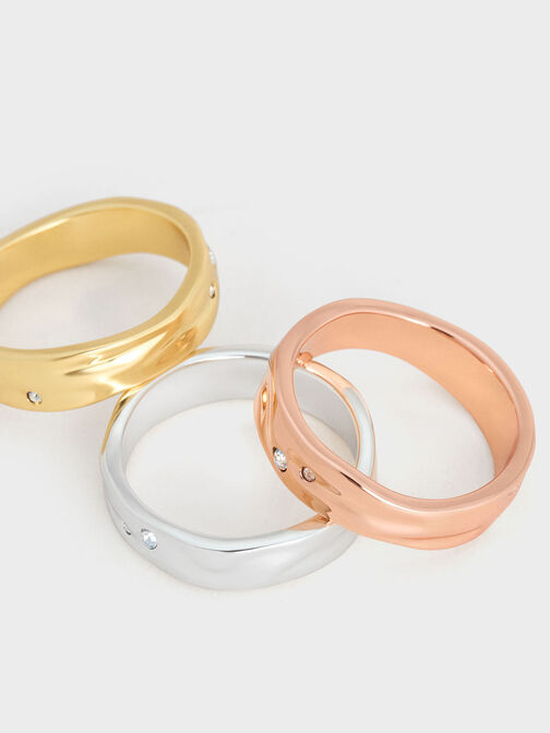 Ottilie Crystal Sculptural Ring, Brush Gold, hi-res