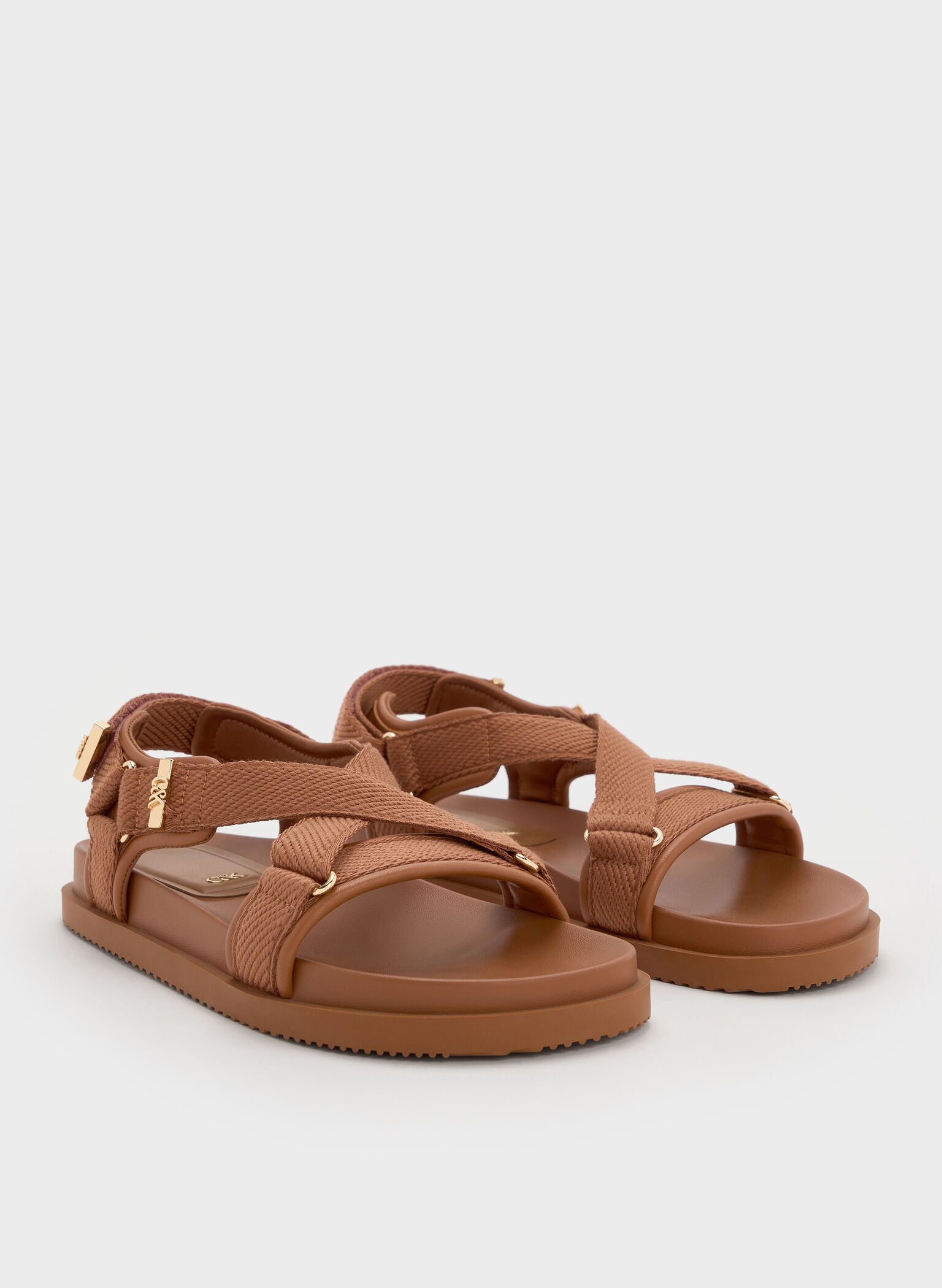 Granta Leather & Fabric Crossover Sports Sandals, Brown, hi-res