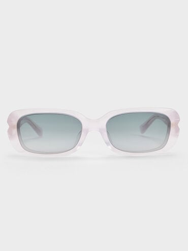 Recycled Acetate Angular Sunglasses, Transparent, hi-res