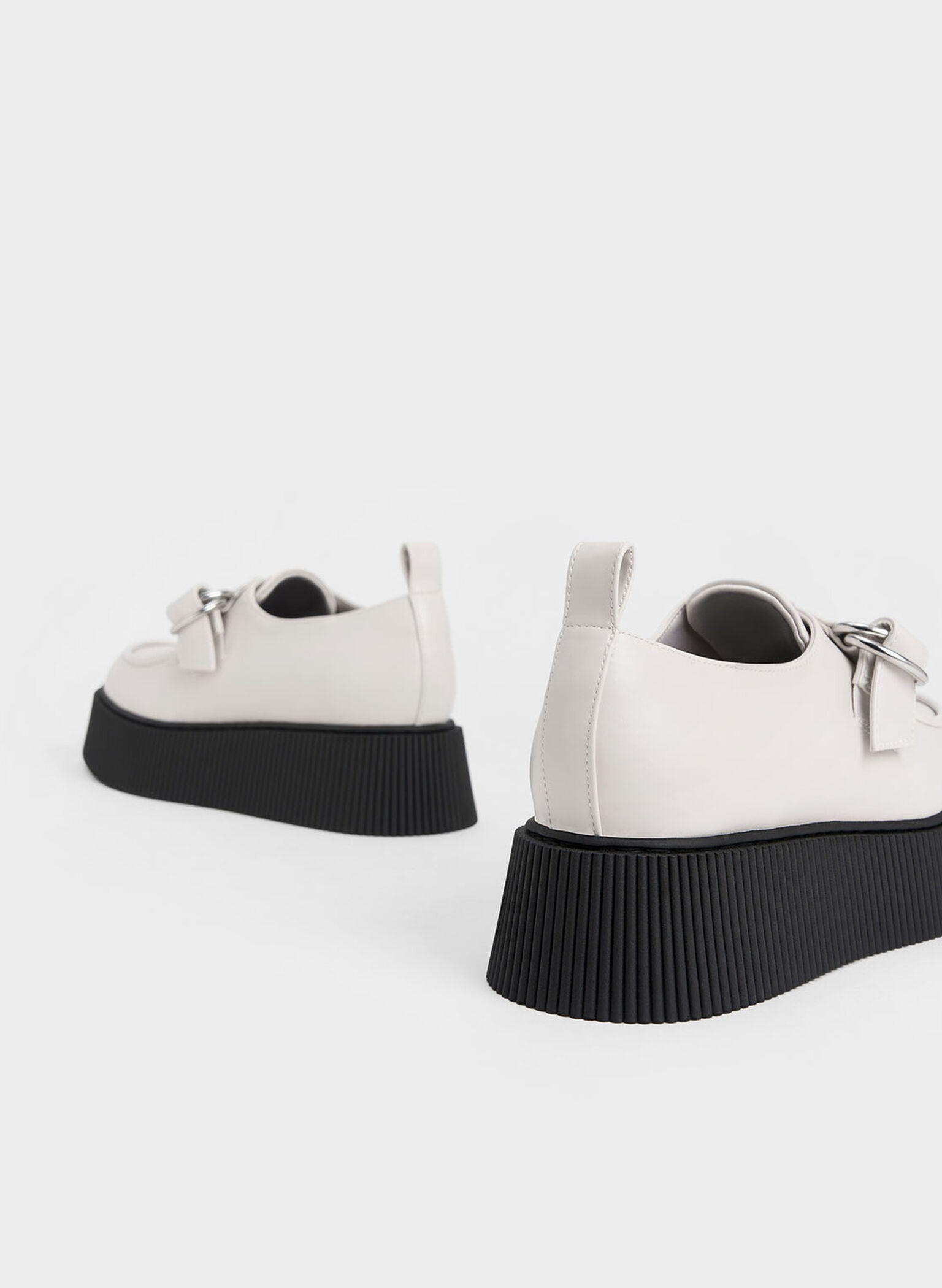 Cordova Buckled Platform Loafers, White, hi-res