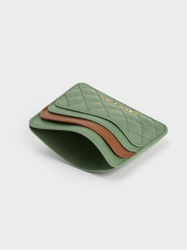 Quilted Multi-Slot Card Holder, Green, hi-res