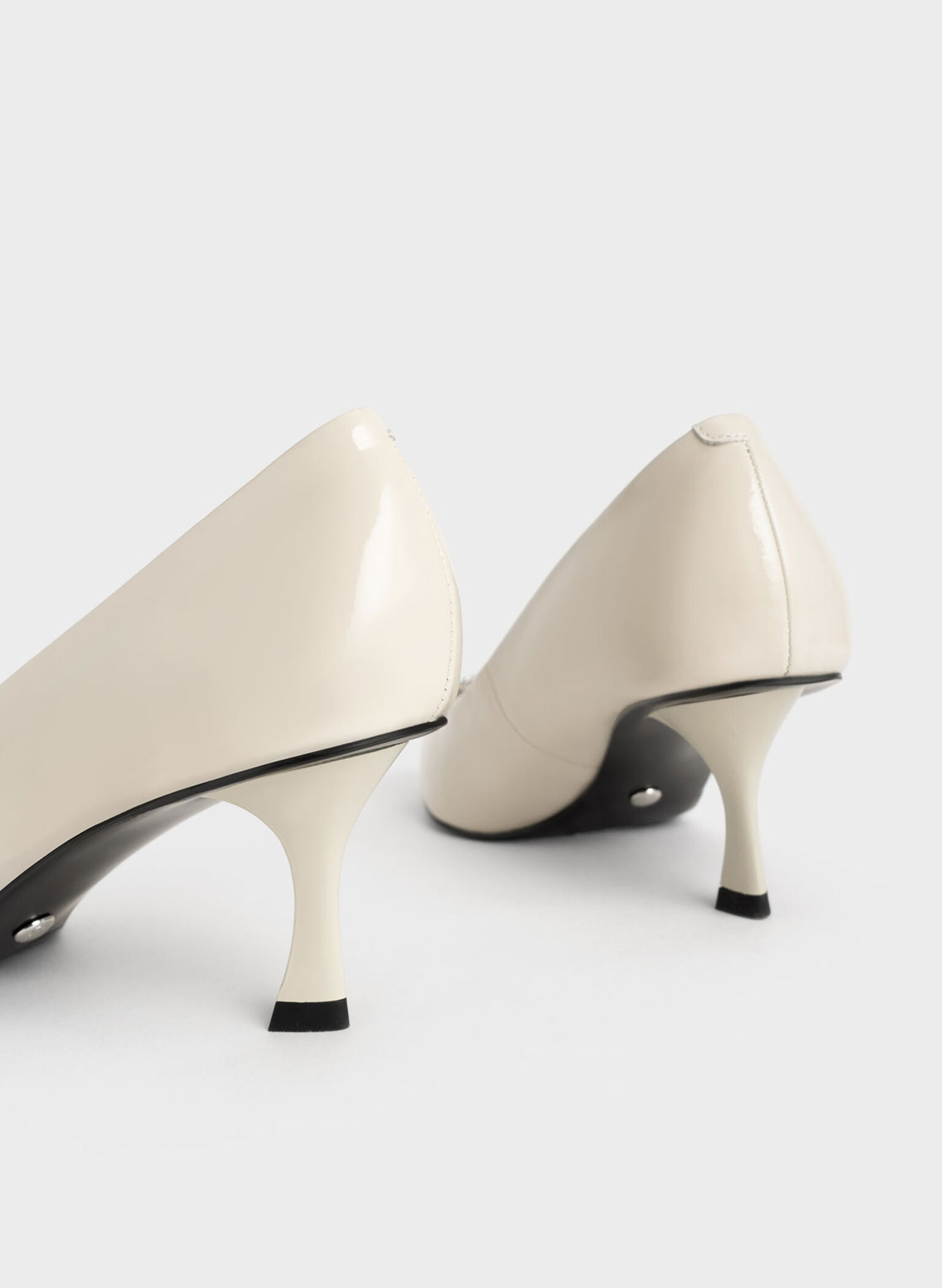 Gem-Embellished Patent Leather Pumps, Chalk, hi-res