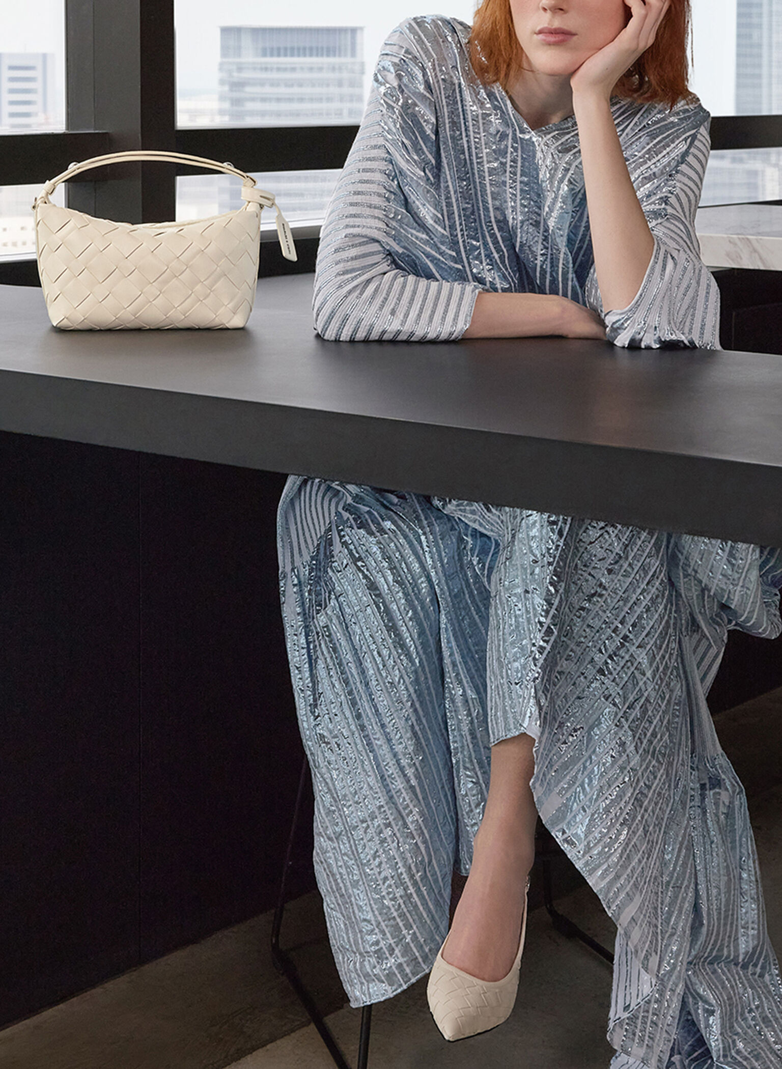 Ivette Woven Shoulder Bag, Cream, hi-res