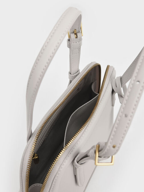 Enola Double Handle Structured Bag, Light Grey, hi-res