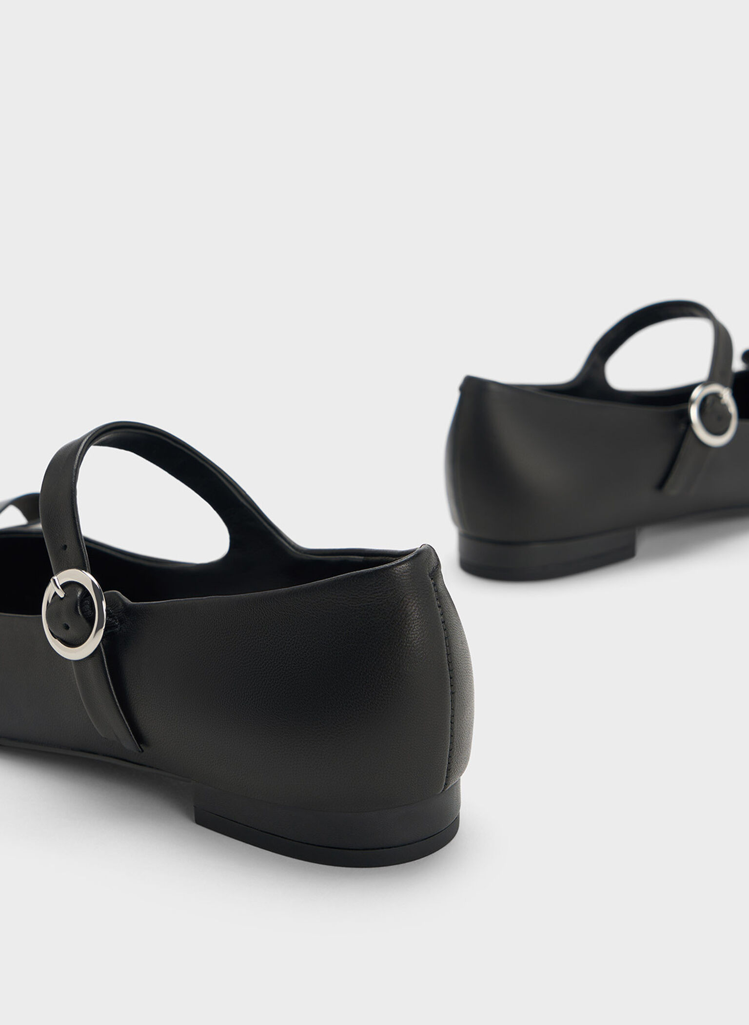 Bead-Embellished Leather Bow Mary Jane Flats, Black, hi-res