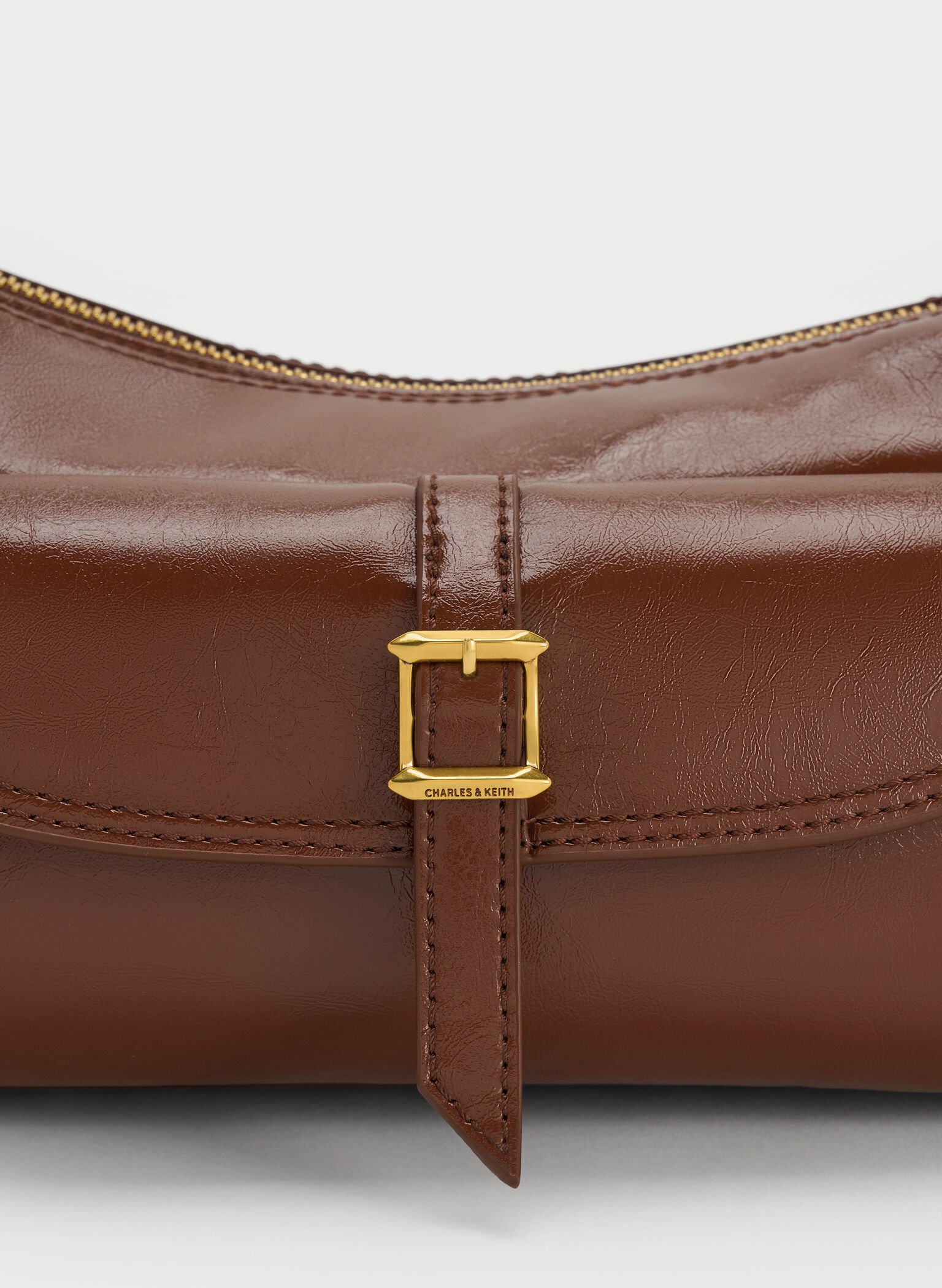 Bryna Belted Shoulder Bag, Dark Brown, hi-res