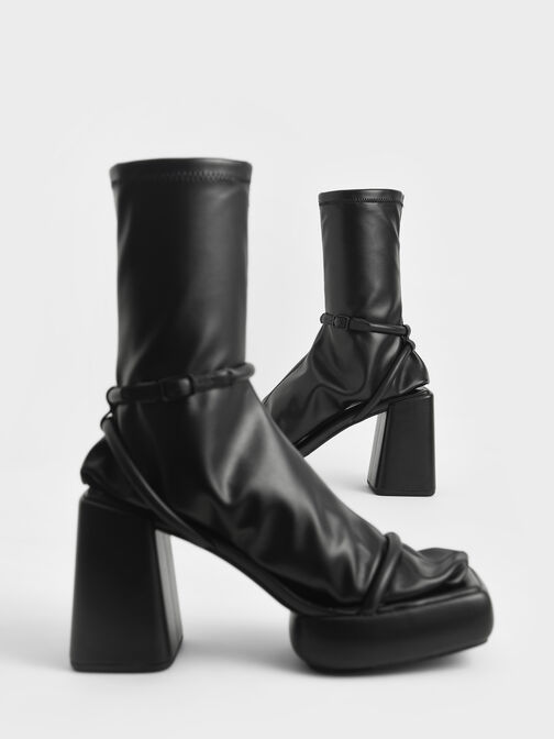 Lucile Platform Calf Boots, Black, hi-res