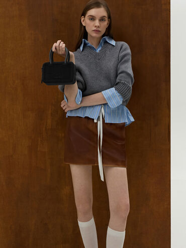 Perline Boxy Top Handle Bag, Jet Black, hi-res