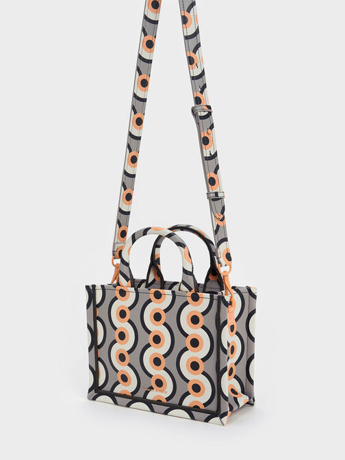 Mini Jump Print Tote Bag, Taupe, hi-res