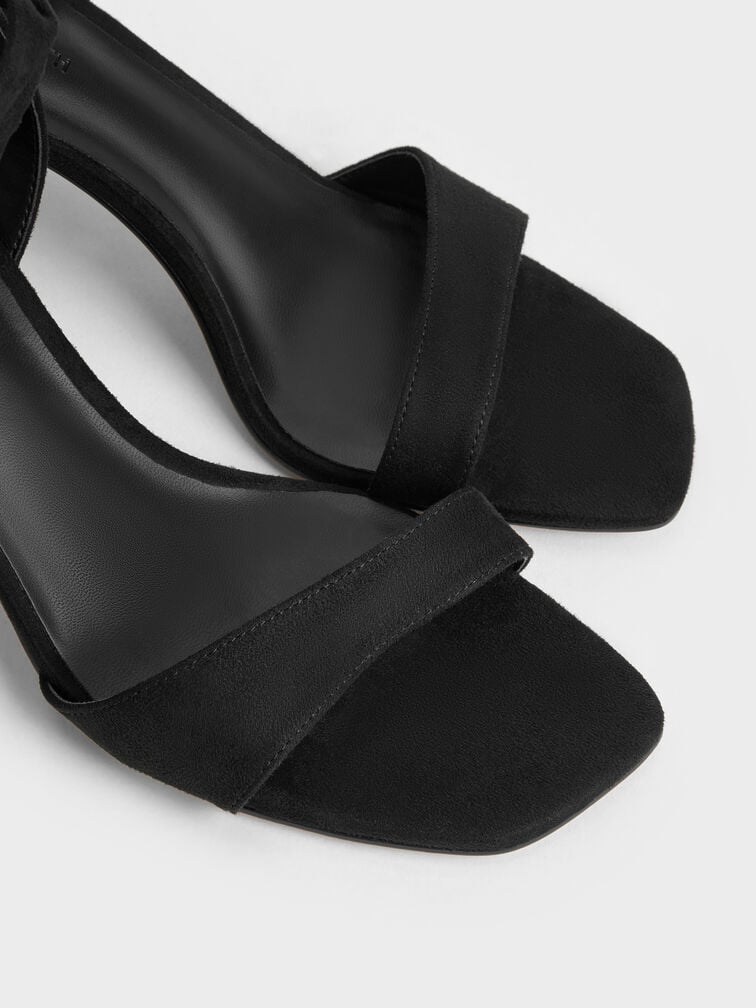 Eliana Textured Tie-Around Heeled Sandals, Black Textured, hi-res