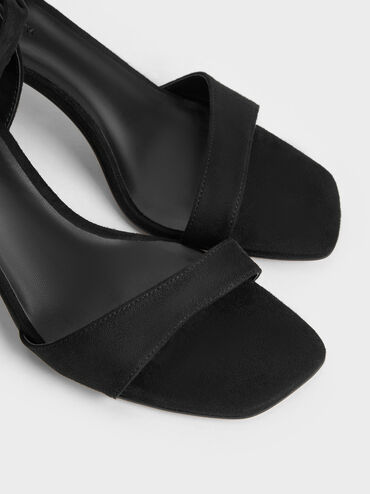 Eliana Textured Tie-Around Heeled Sandals, Black Textured, hi-res