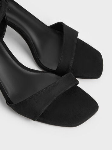 Eliana Textured Tie-Around Heeled Sandals, Black Textured, hi-res