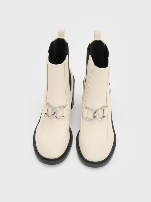 Gabine Block Heel Ankle Boots, Chalk, hi-res