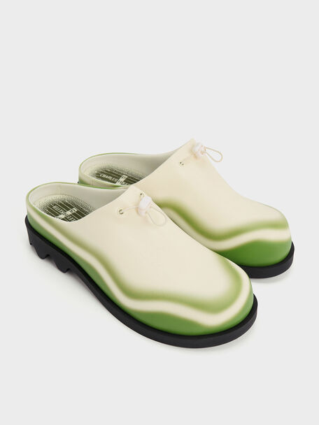 Gradient Wave Slip-On Mules, Green, hi-res