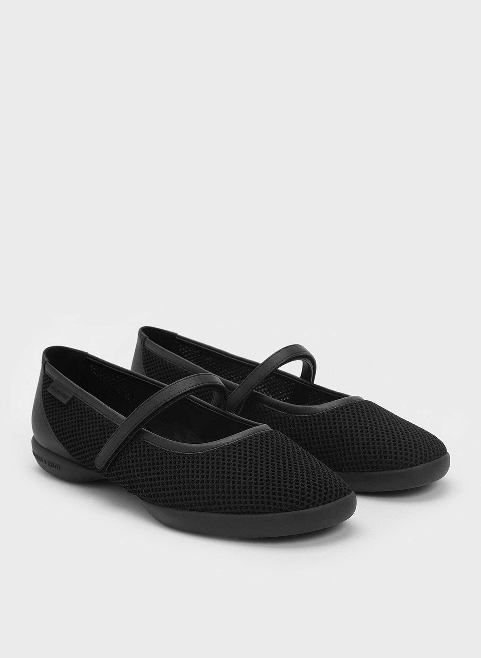 Mesh Mary Jane Sneakers, Black Textured, hi-res