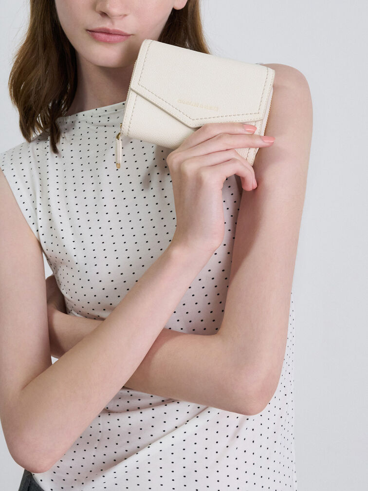 Stitch Trim Envelope Wallet, Cream, hi-res