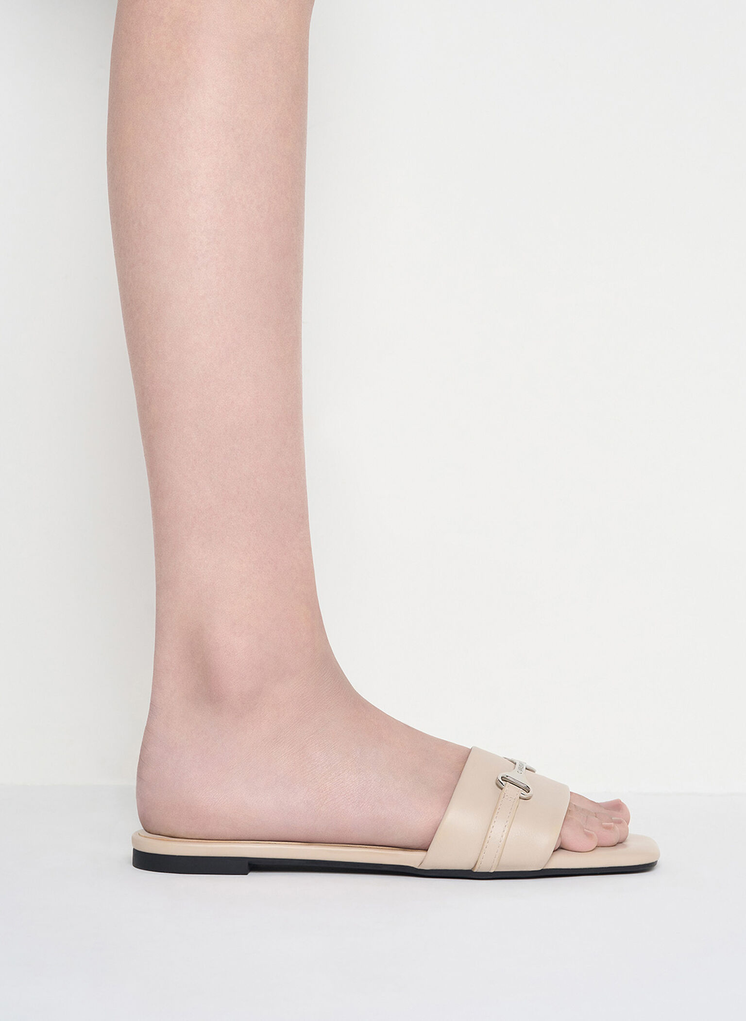 Leslie Slide Sandals, Beige, hi-res