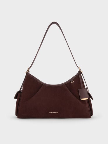 Khai Recycled Suede Side-Pocket Shoulder Bag, Espresso Brown, hi-res