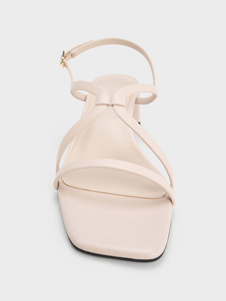 Strappy Block-Heel Slingback Sandals, Cream, hi-res