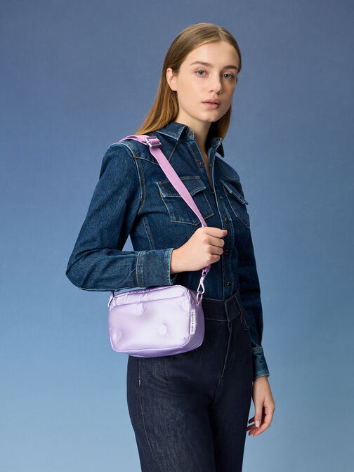 Sianna Nylon Boxy Bag, Violet, hi-res