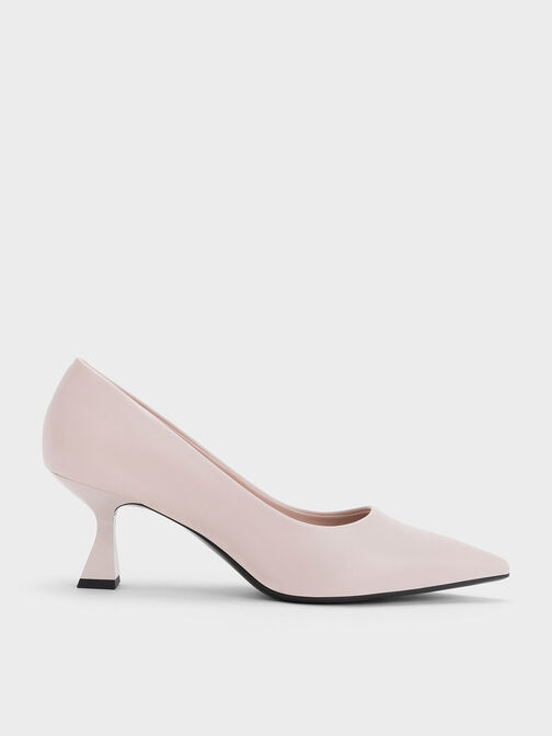 Pointed-Toe Flared Pumps, Nude, hi-res