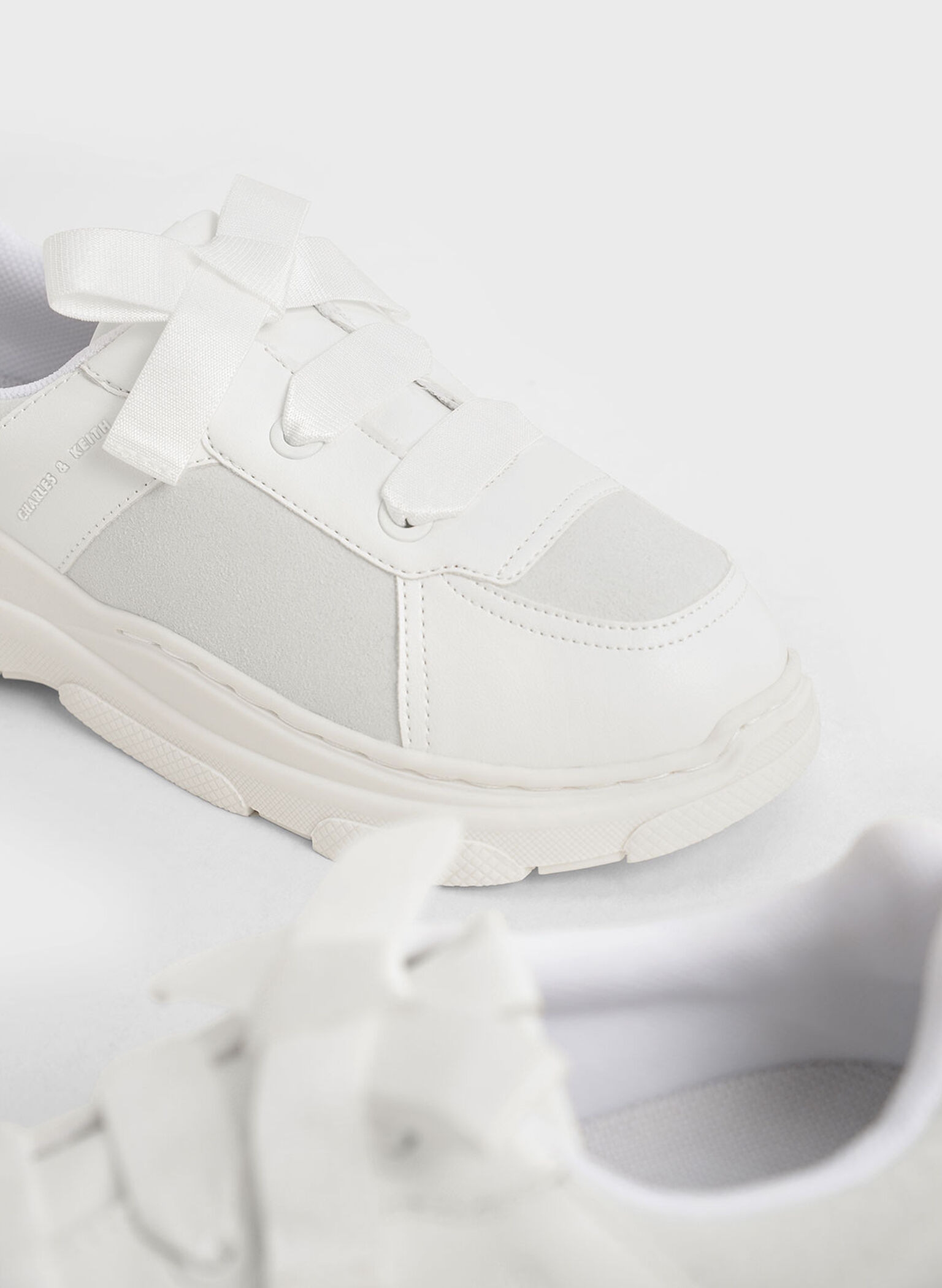 Girls' Bow-Tie Sneakers, White, hi-res