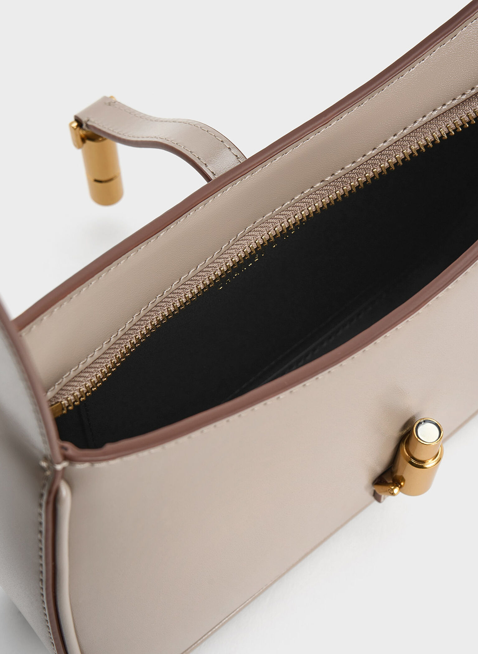 Cesia Metallic Accent Shoulder Bag, Taupe, hi-res