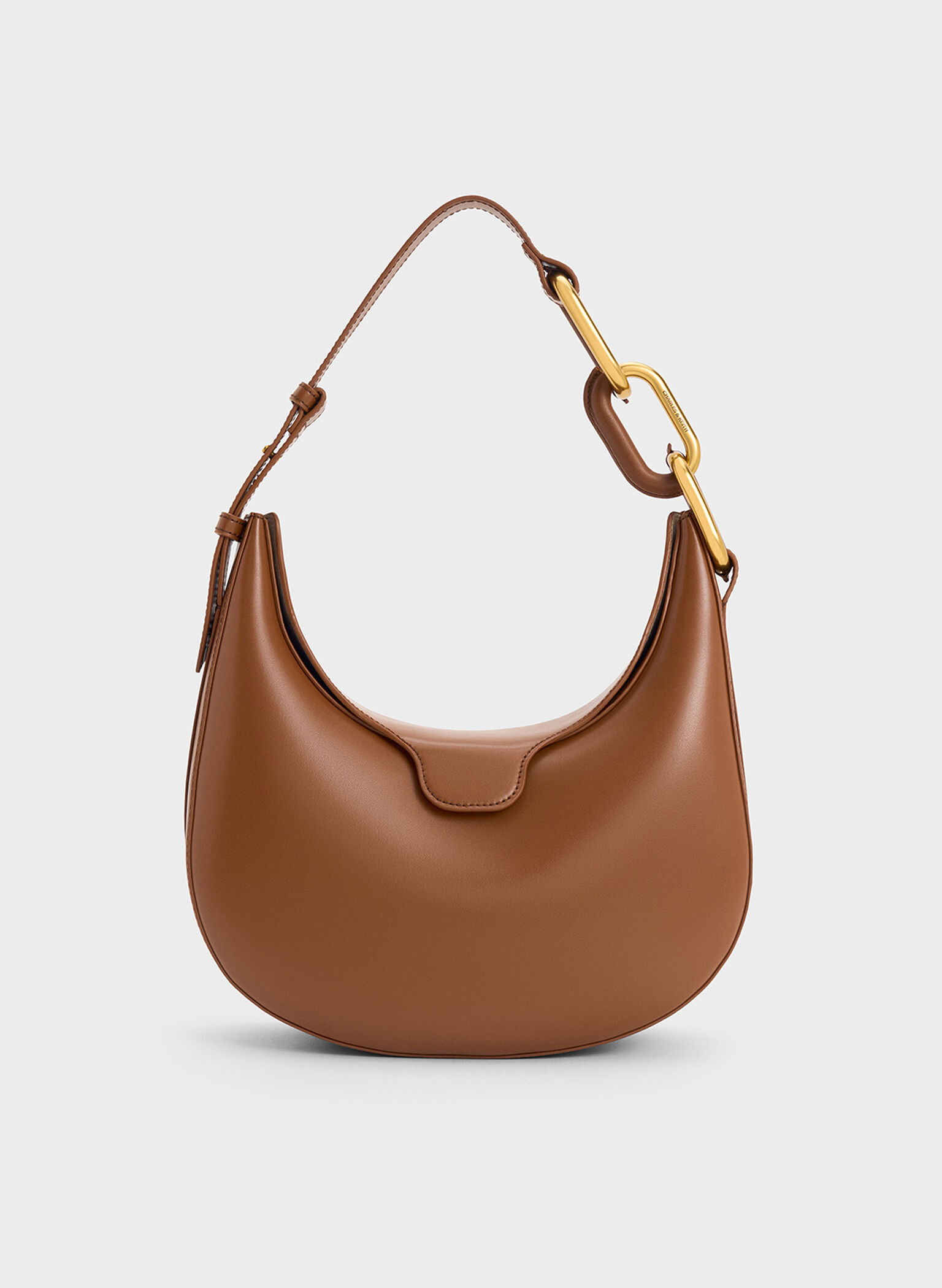 Kora Metallic-Accent Moon Bag, Chocolate, hi-res