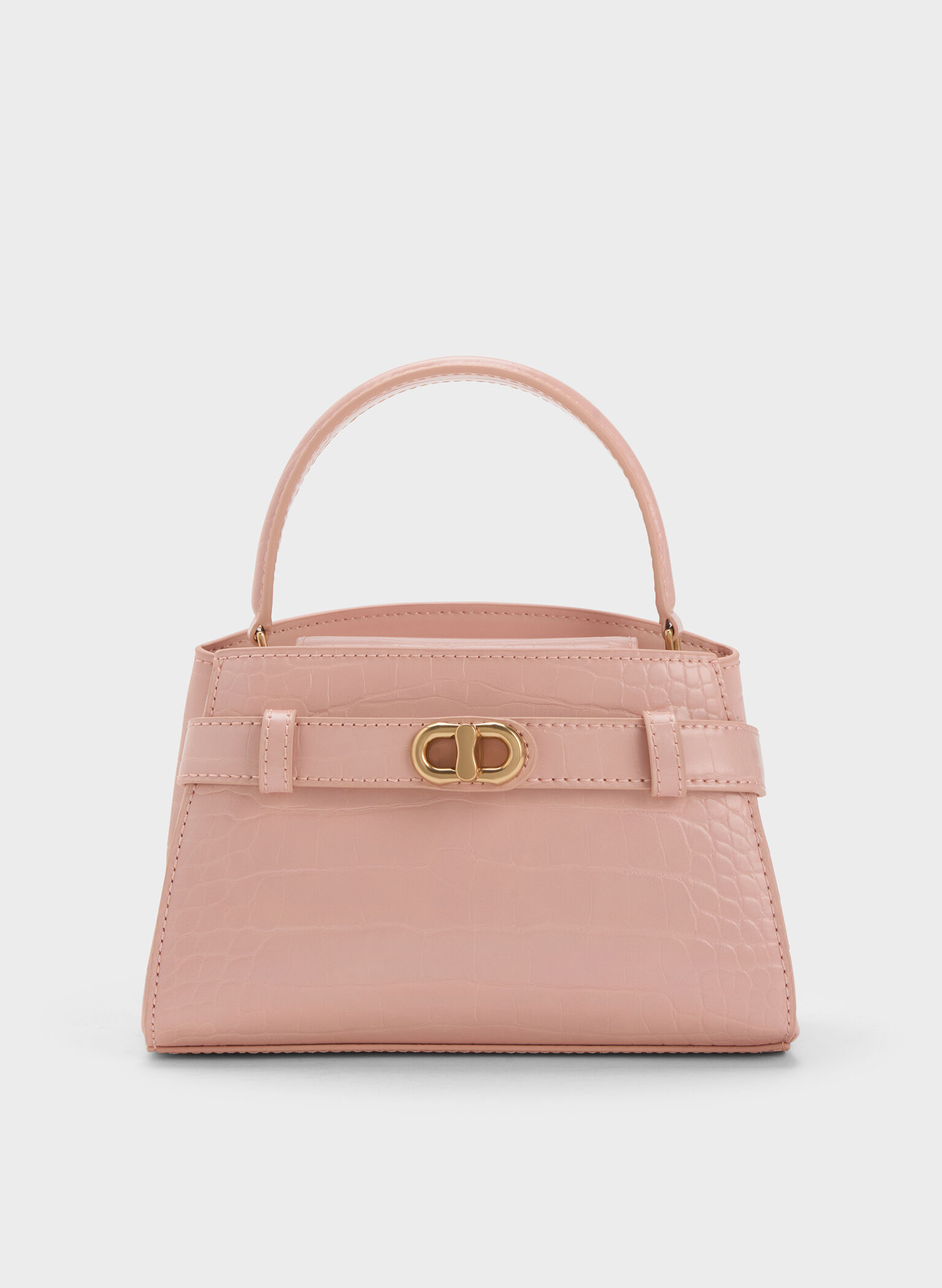 Aubrielle Croc-Effect Top Handle Bag, Light Pink, hi-res
