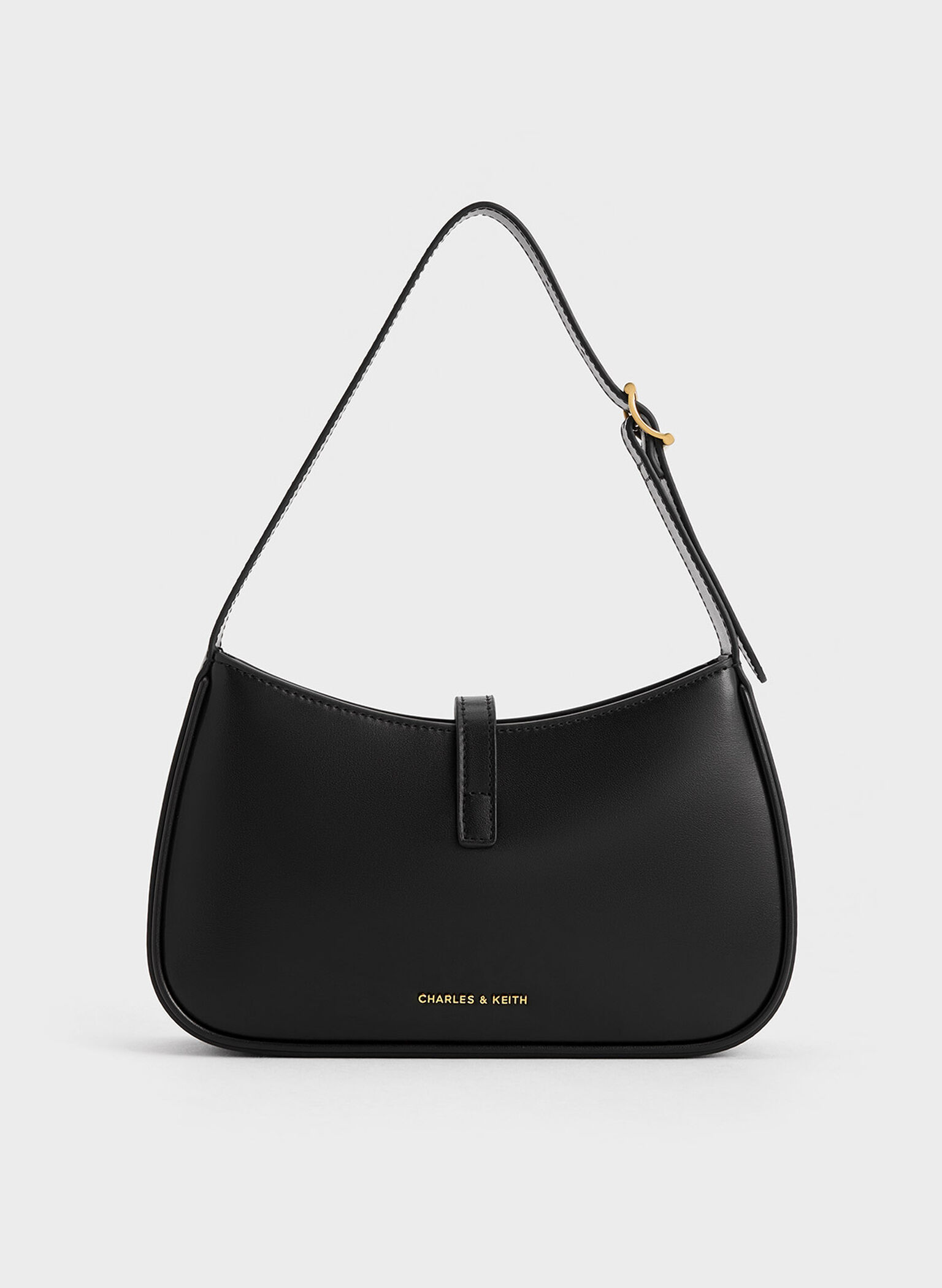 Cesia Metallic Accent Shoulder Bag, Black, hi-res