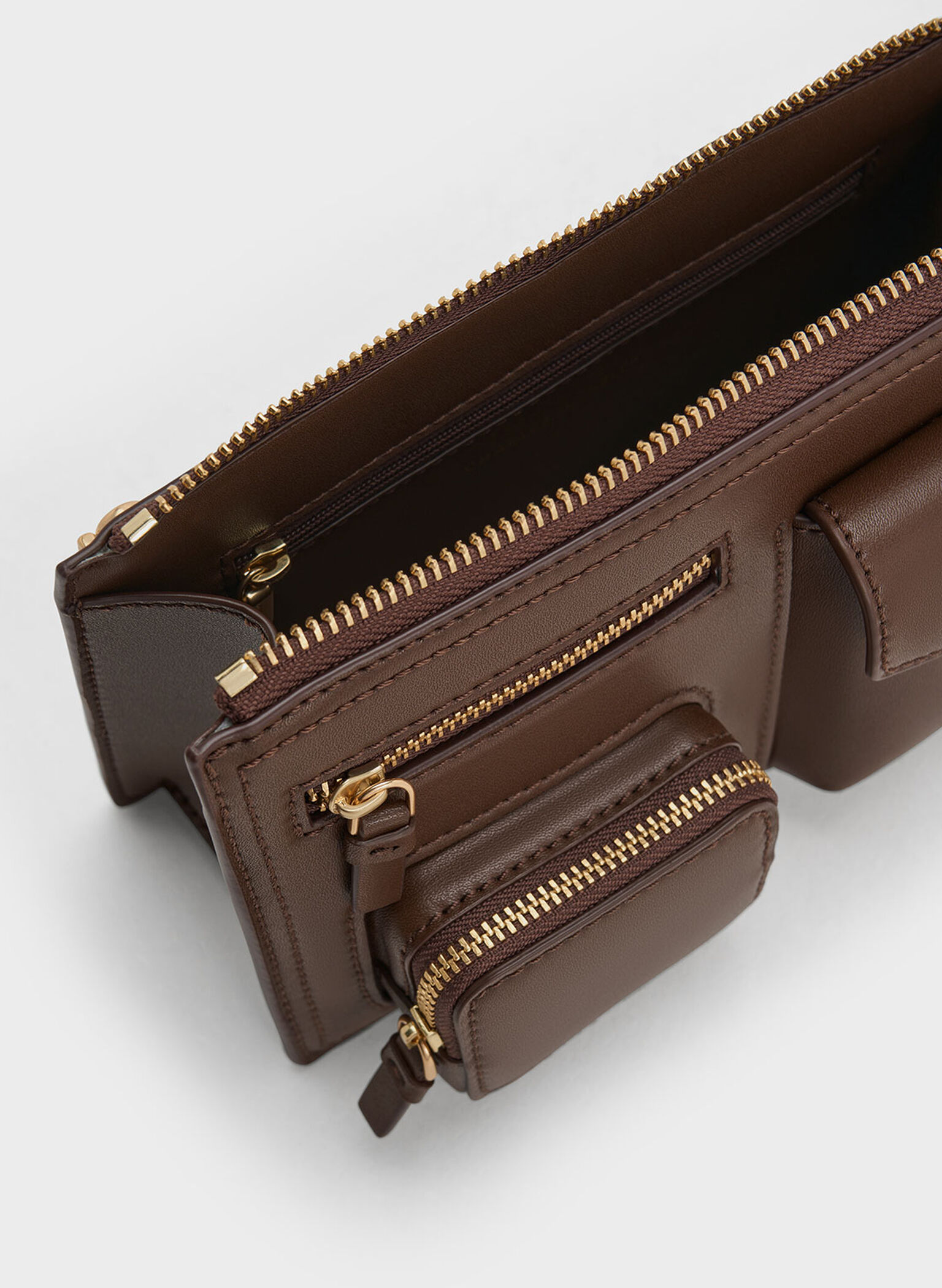 Austen Multi-Pocket Shoulder Bag, Dark Brown, hi-res