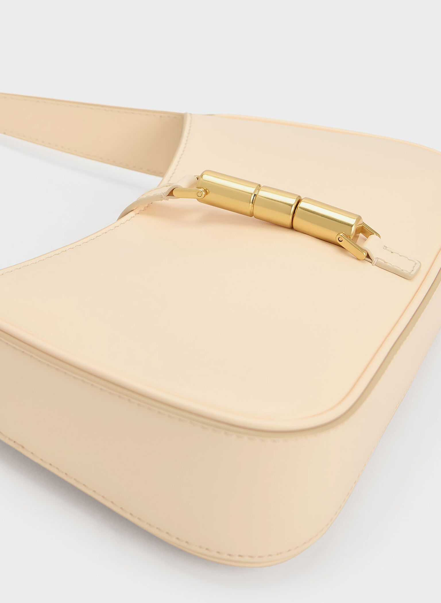 Cesia Metallic Accent Shoulder Bag, Beige, hi-res
