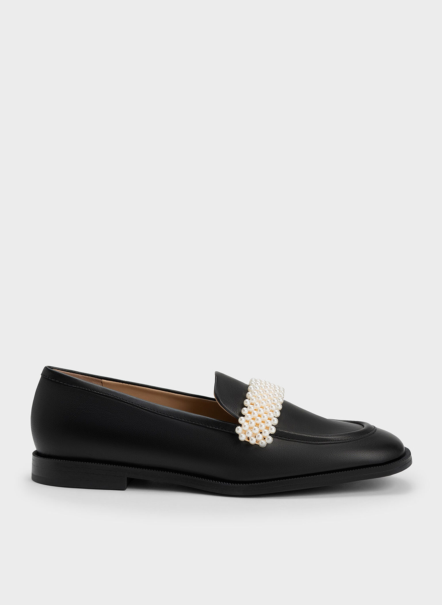 Beaded Penny Loafers, Black, hi-res