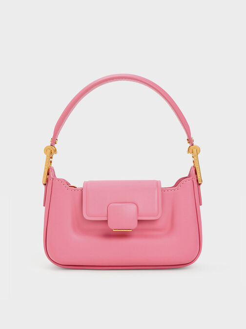 Koa Leather Push-Lock Top Handle Bag, Pink, hi-res