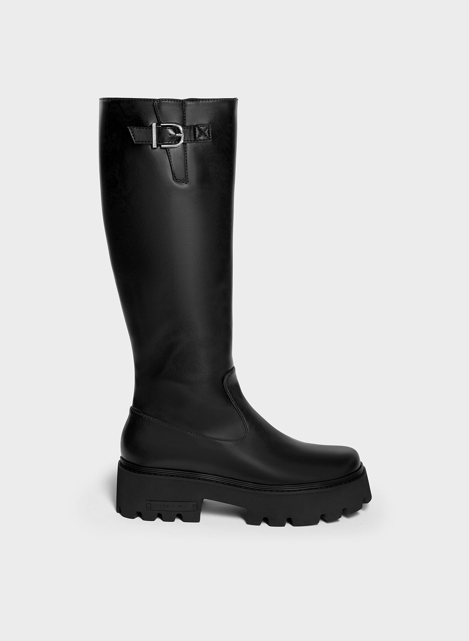 Imogen Side-Buckle Chunky Knee-High Boots, Black, hi-res