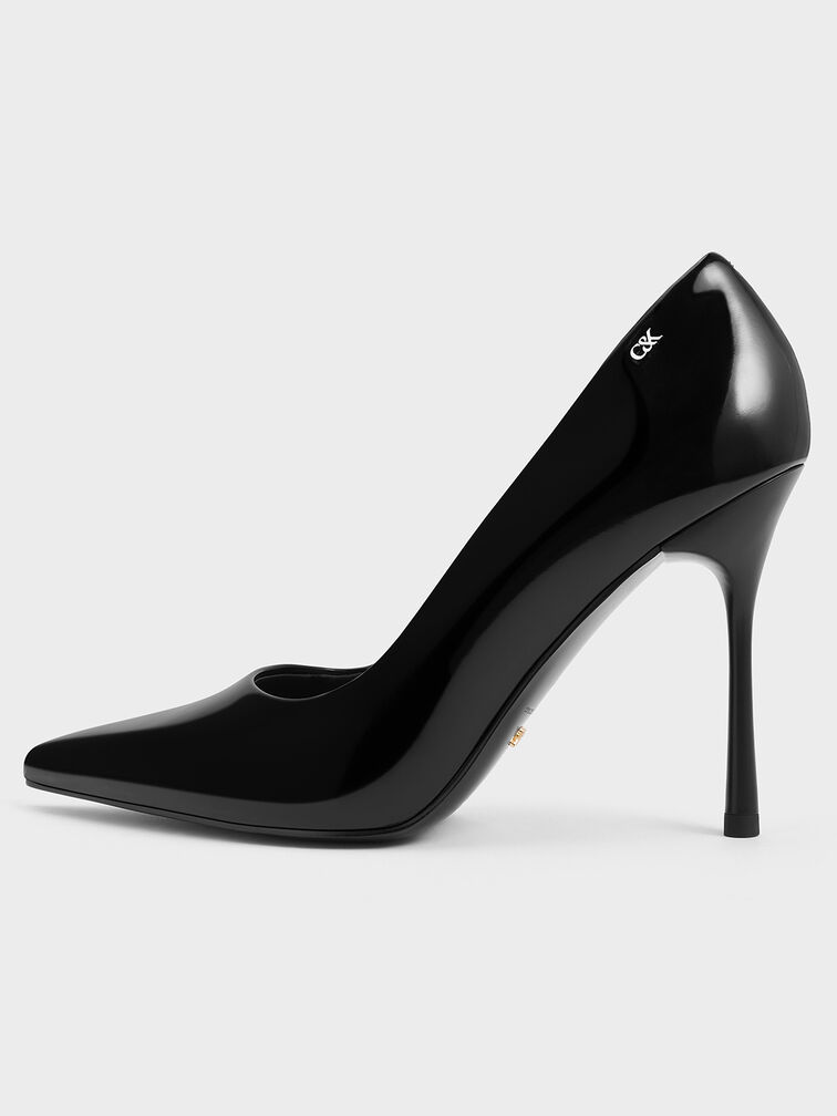Kyra Leather Pointed-Toe Pumps, Black Box, hi-res