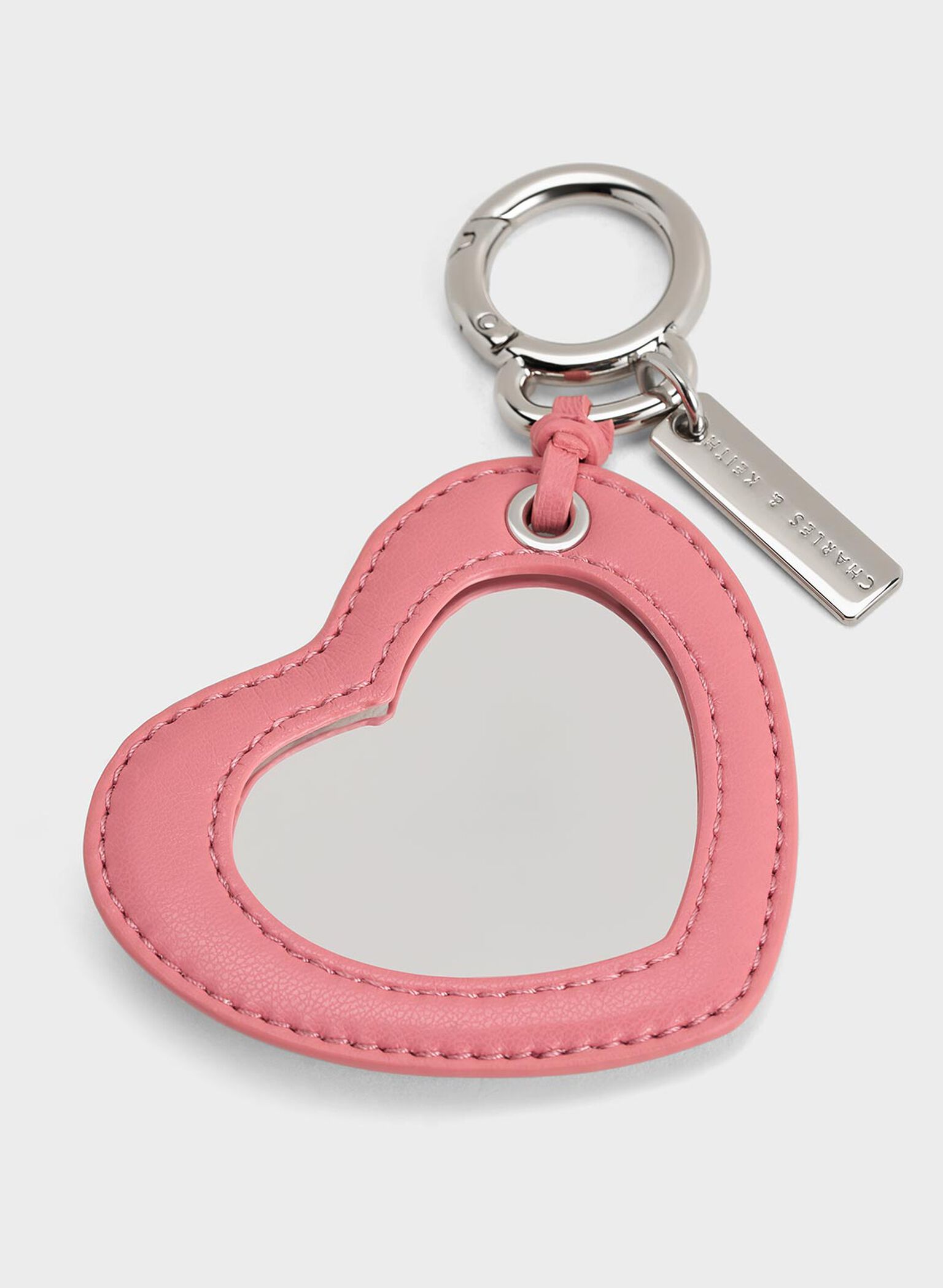 Heart Quilted Mirror Charm, Pink, hi-res