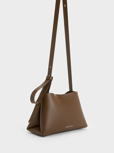 Odella Trapeze Bucket Bag, Dark Brown, hi-res