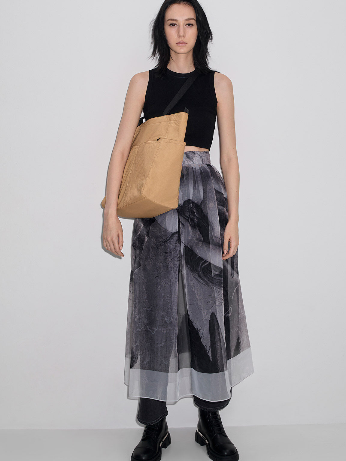 Camel Soleil Nylon Tote Bag CHARLES KEITH UK