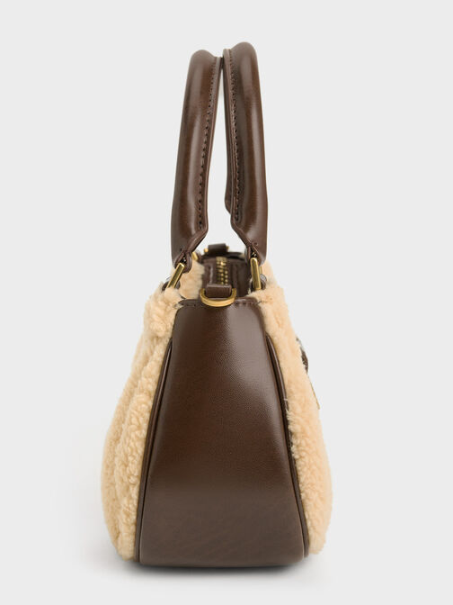 Avis Quilted-Fur Belted Top Handle Bag, Multi, hi-res