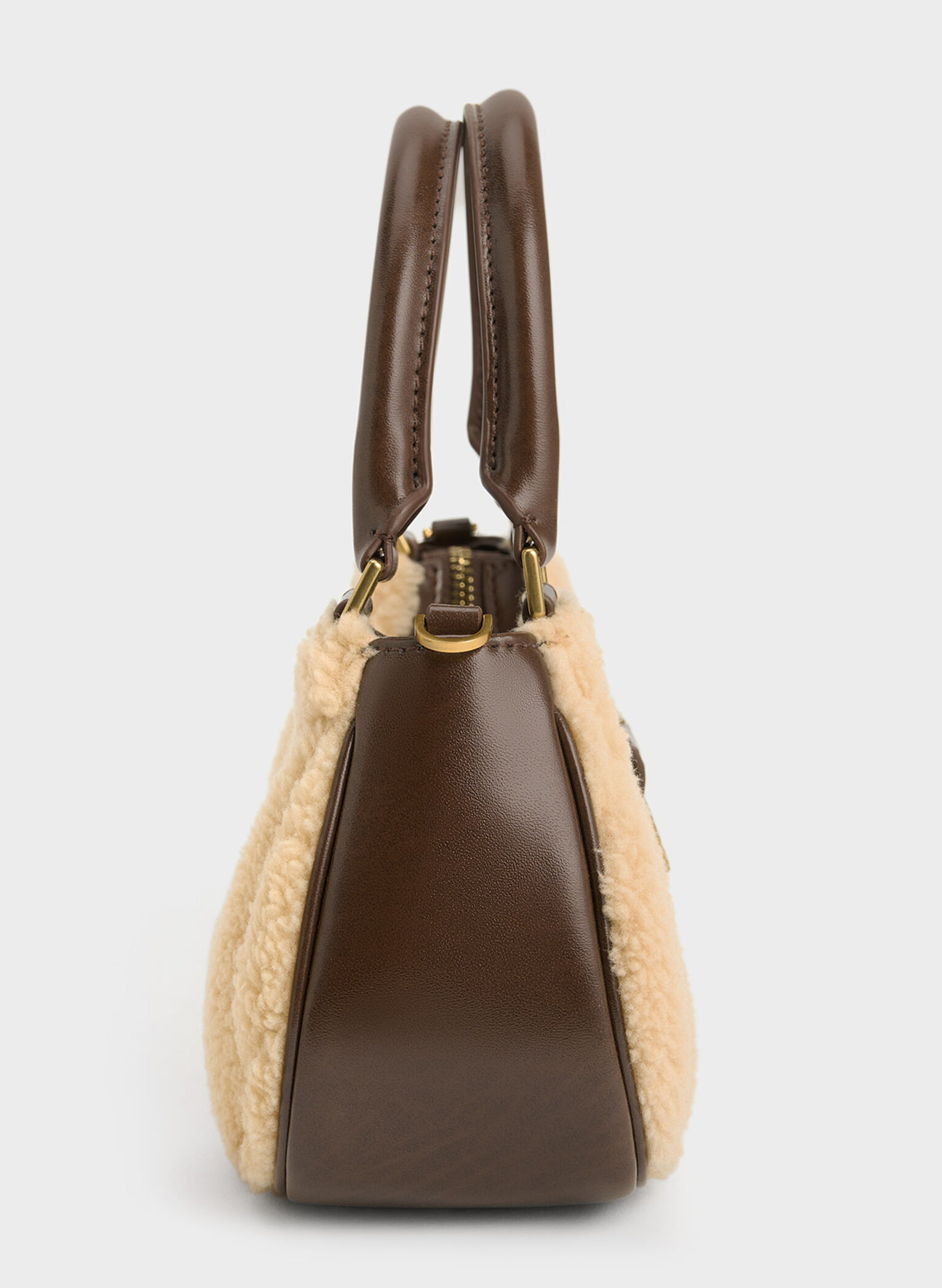 Avis Quilted-Fur Belted Top Handle Bag, Multi, hi-res