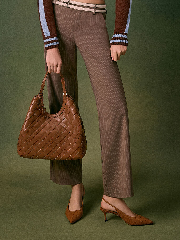 Ivette Woven Tote Bag, Chocolate, hi-res