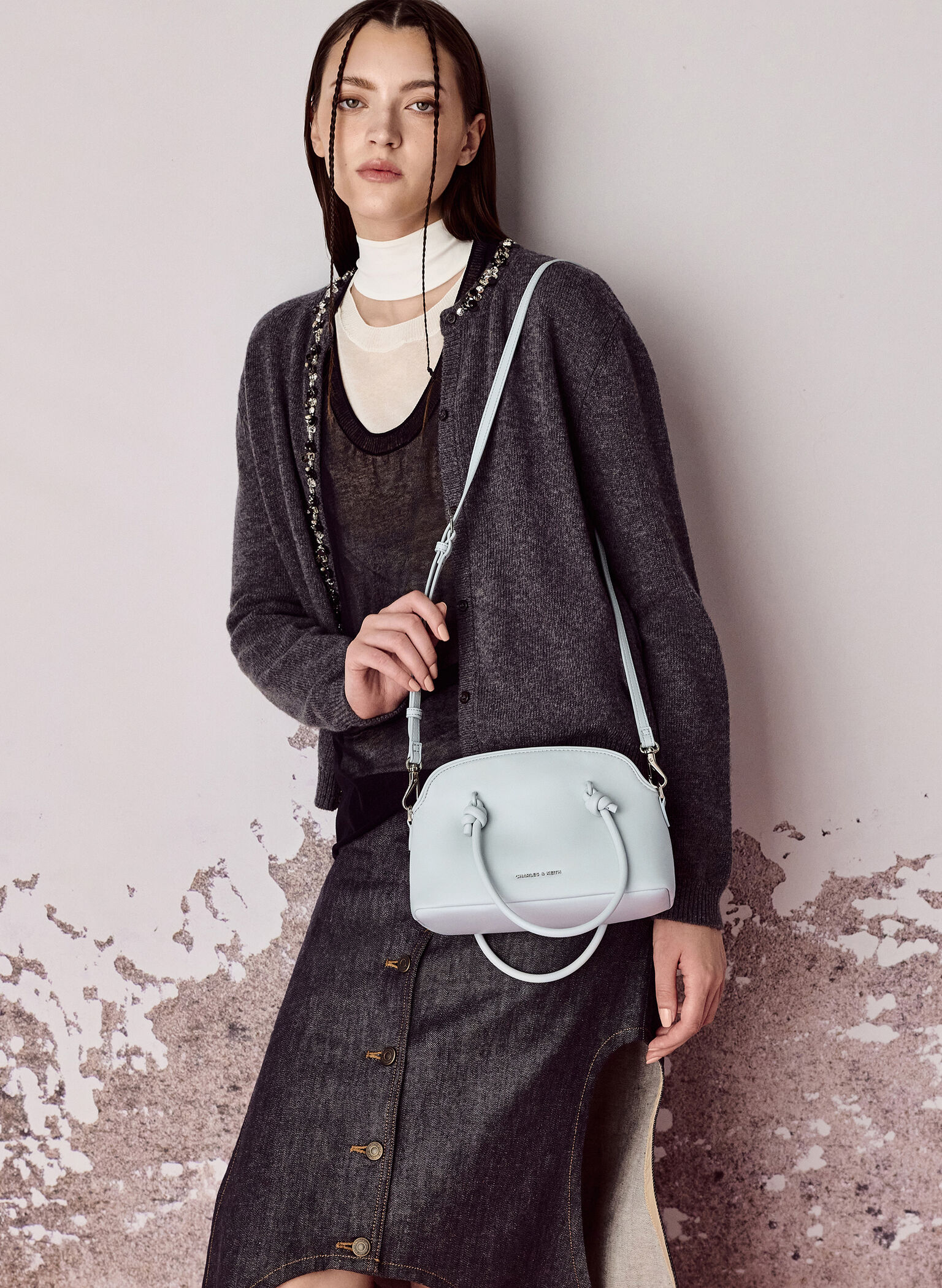 Sammie Knotted-Handle Bowling Bag, Sea Salt Blue, hi-res