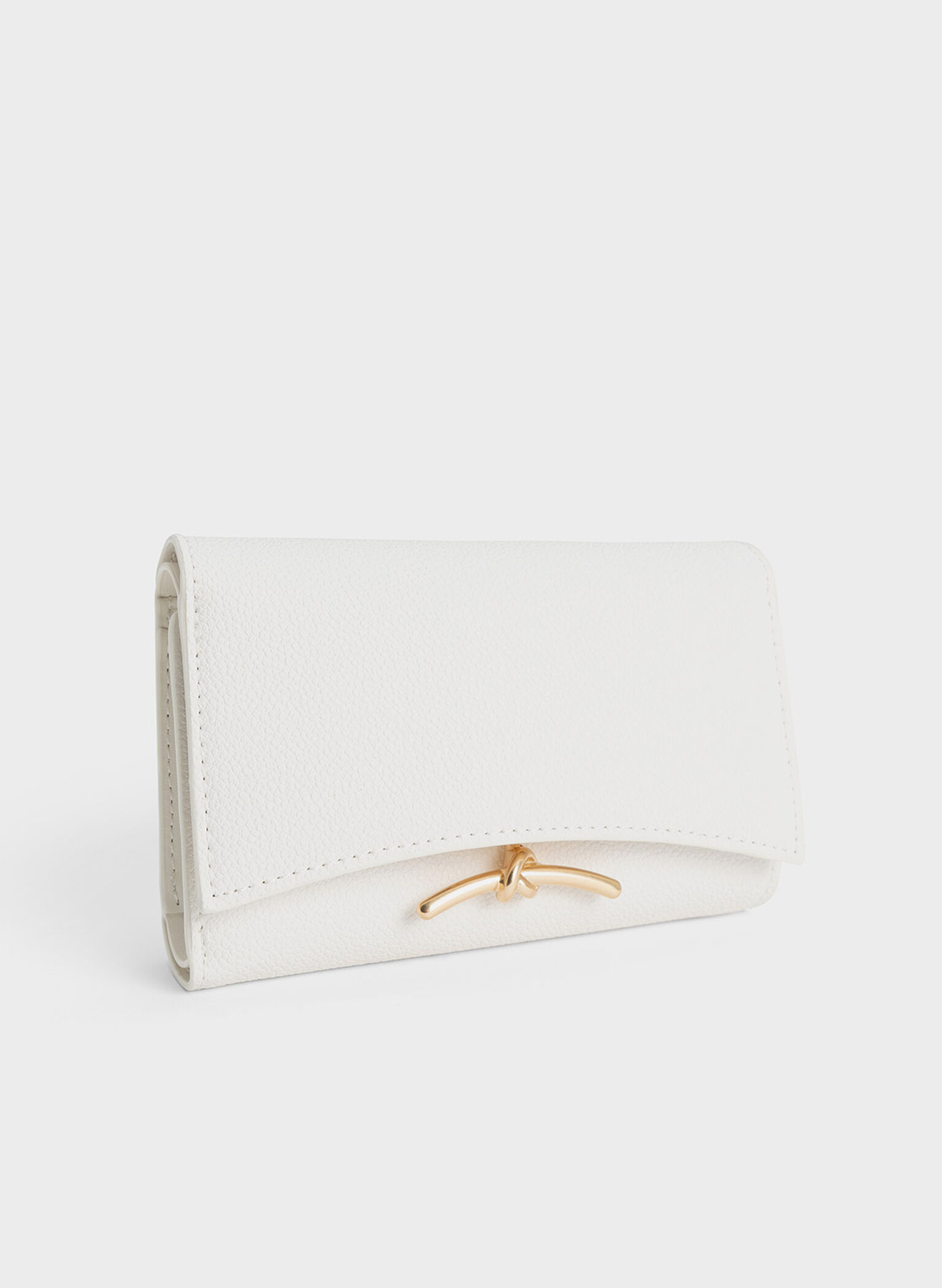 Huxley Metallic Accent Front Flap Wallet, White, hi-res