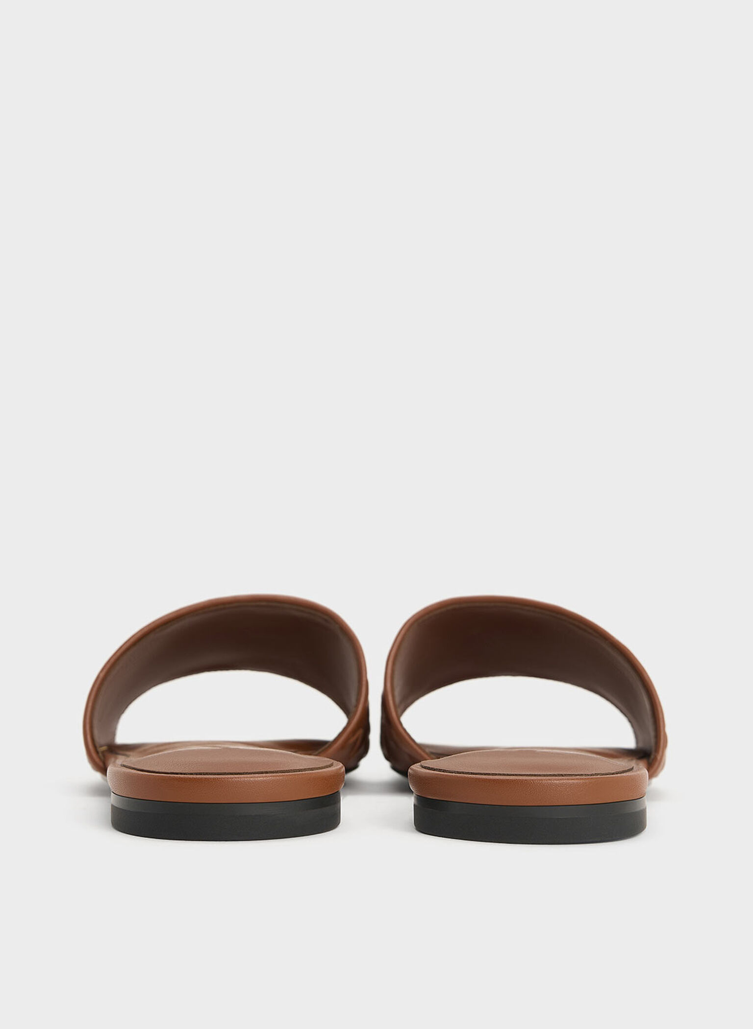 Woven Slide Sandals, Brown, hi-res