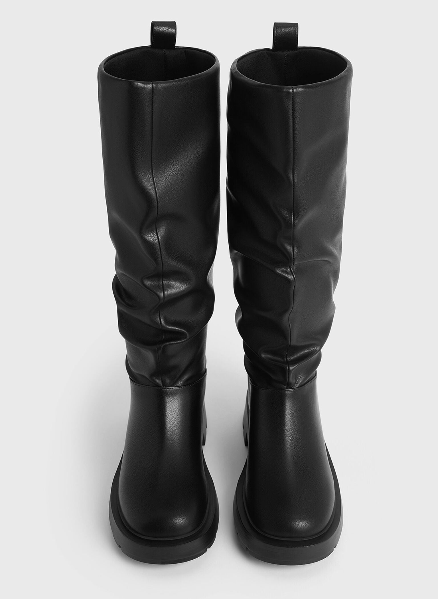 Ruched Knee-High Boots, Black, hi-res