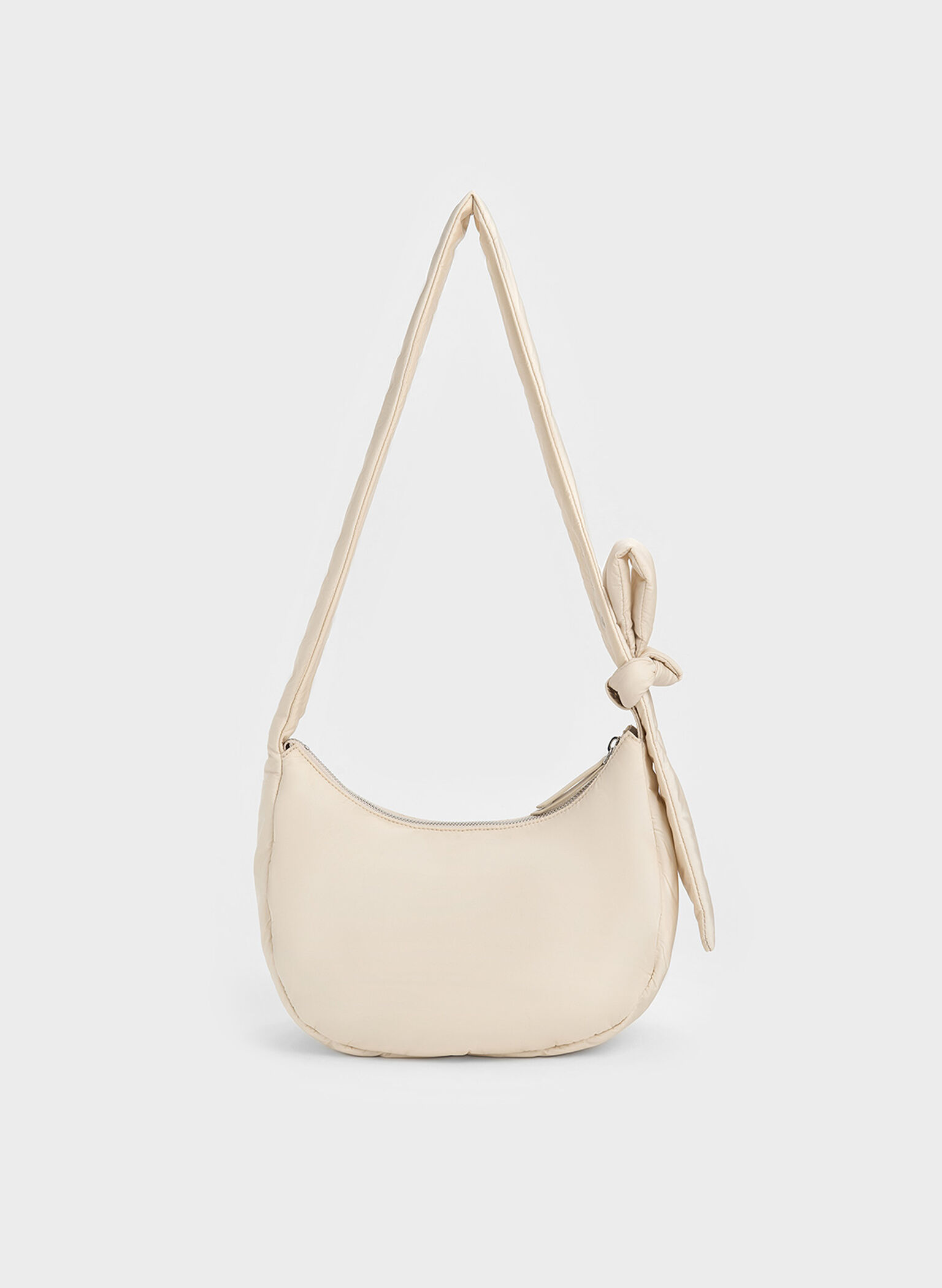 Delilah Nylon Knotted Hobo Bag, Oat, hi-res
