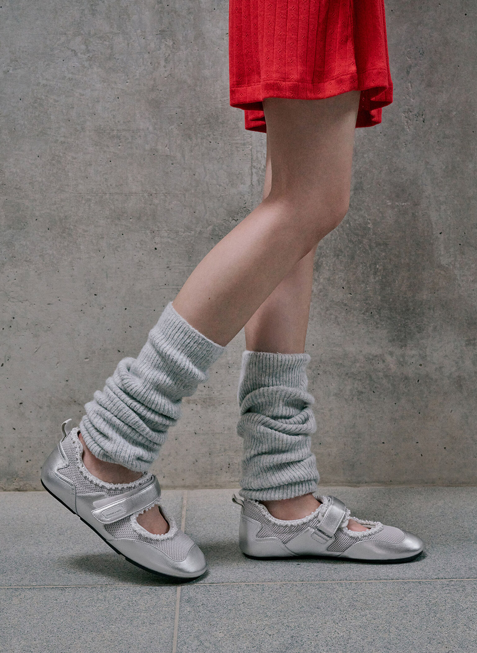 Metallic Mesh Pearl-Embellished Mary Jane Sneakers, Silver, hi-res