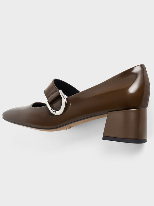 Gabine Leather Mary Jane Pumps, Brown, hi-res